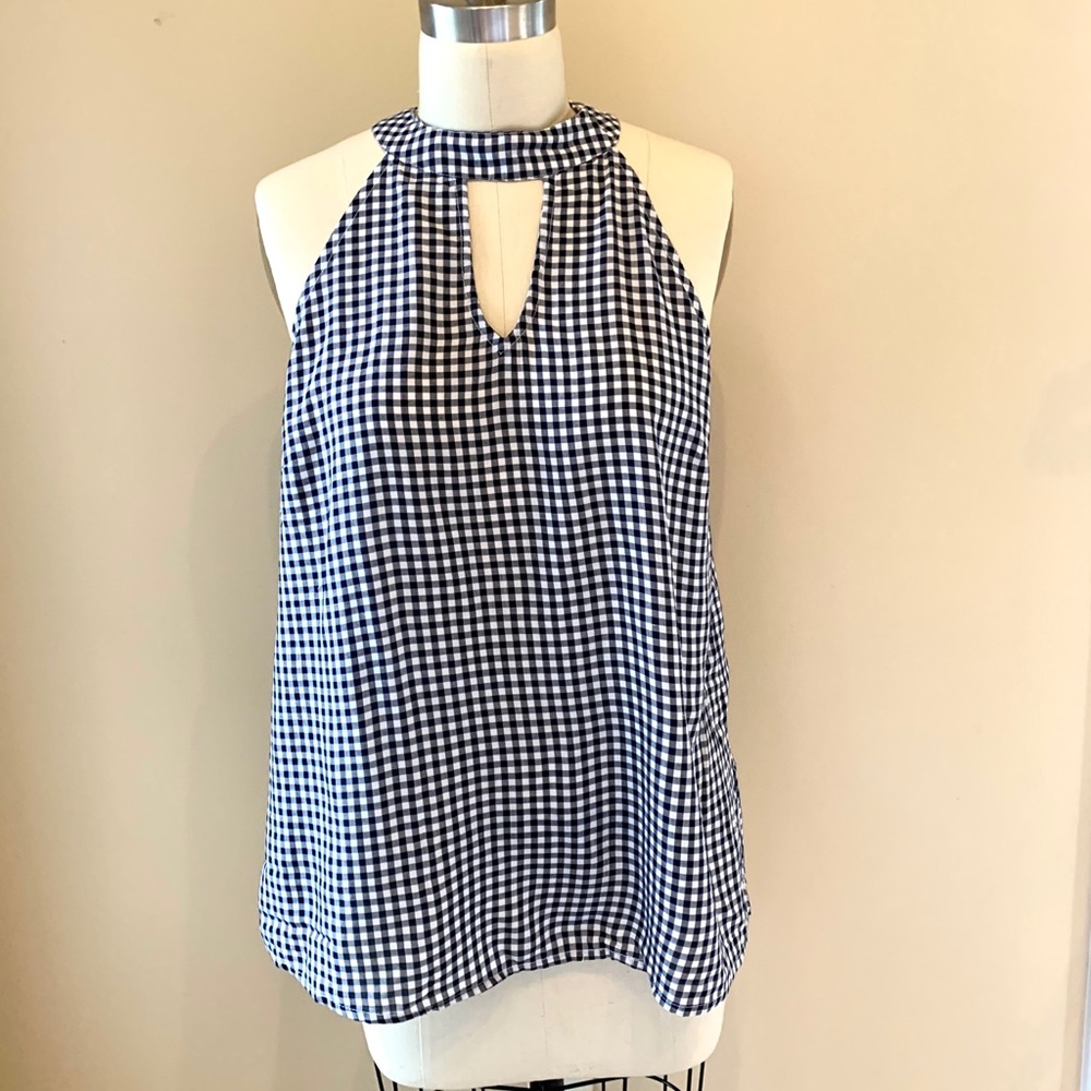 Black and White Gingham Print Halter Top